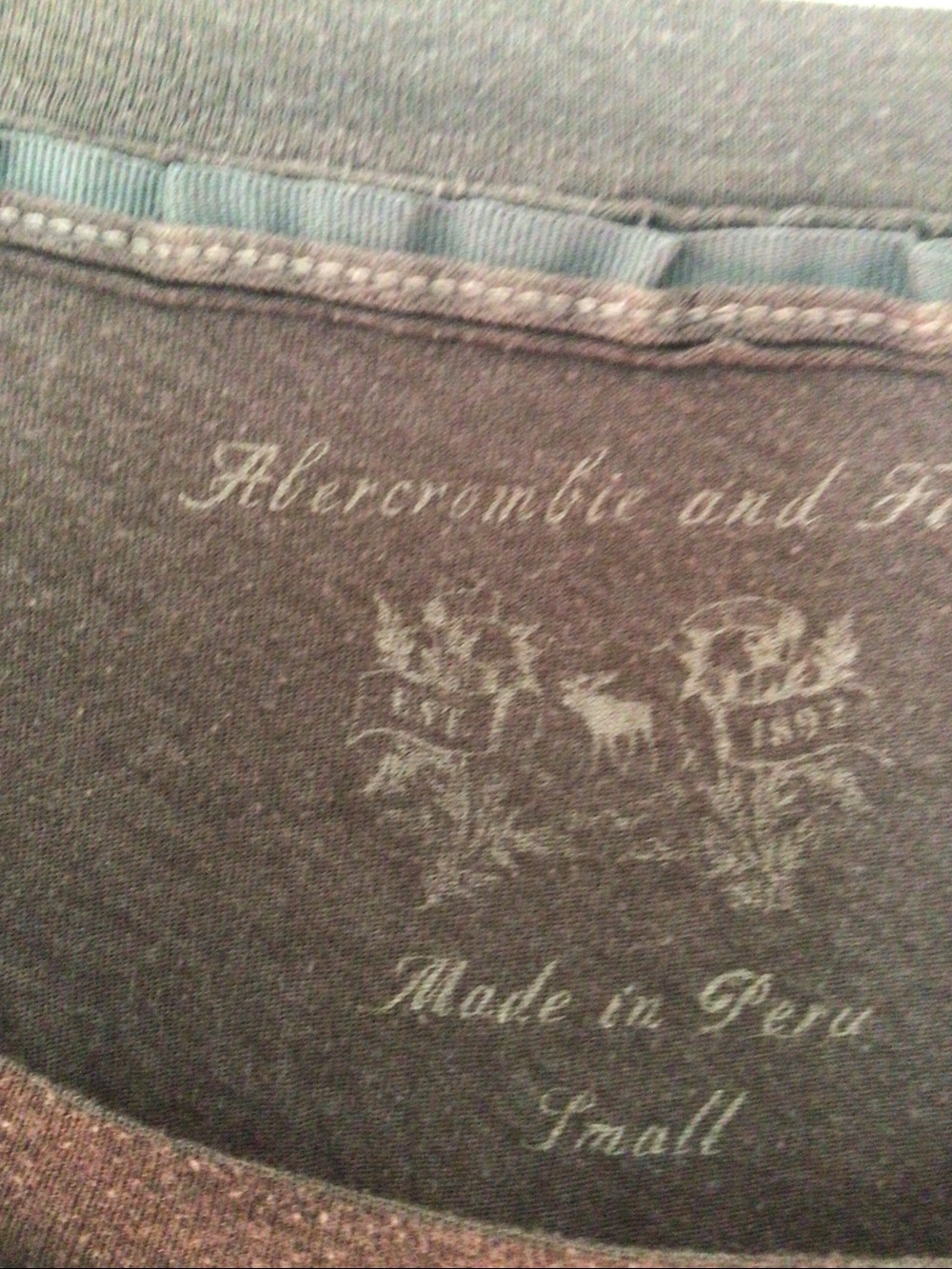 Abercrombie & Fitch Scoop Neck Charcoal Gray Short Sleeve Tee - Picture 3 of 5